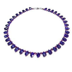 Handmade OOAK sterling silver,  natural amethyst and garnets statement necklace